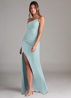 Azazie Eren Bridesmaid Dresses Mist Sheath One Shoulder Chiffon Dress image5