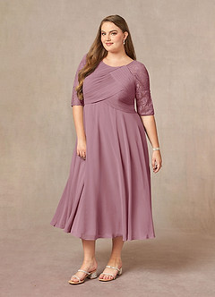 Azazie Dorothea Mother of the Bride Dresses Vintage Mauve A-Line Scoop lace Chiffon Dress image8