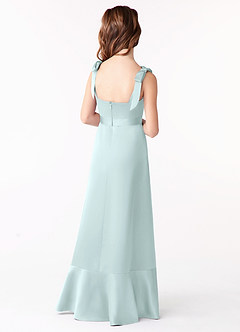 Azazie Barbara Junior Robe Trapèze en Satin extensible Arc Verre De Mer image3
