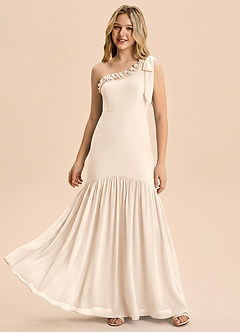Azazie Yana Junior Robe Fourreau en Mousseline de soie Nœud Albâtre Blanc image5