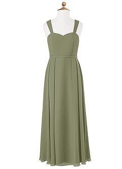 Azazie Simoan Junior Pistachio A-Line Sweetheart Neckline Chiffon Dress image4