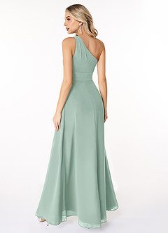 Azazie Dallas Bridesmaid Dresses Agave A-Line One Shoulder Chiffon Dress image2