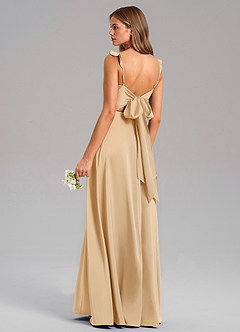 Azazie Everett Abiti da Damigella Abito A-Line in Raso Elasticizzato Oro image6