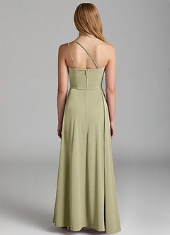 Azazie Maron Junior Pistachio A-Line Pleated Stretch Satin Dress image4