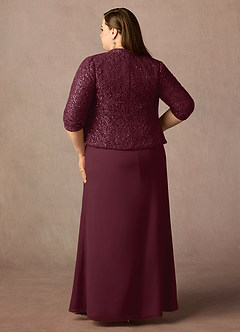 Azazie Cornelia Mother of the Bride Dresses Cabernet Sheath Square Neckline Sequins Chiffon Dress image16