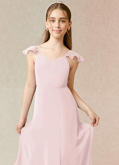 Azazie Everett Junior Blushing Pink A-Line Chiffon Dress image5