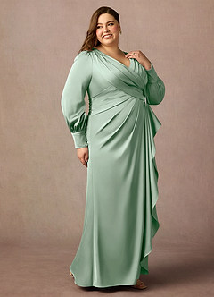 Azazie Petrina vestidos de madre de la novia Vestido de Agave de Satén Elástico de Corte Sirena con Plisado image4