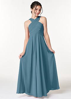 Azazie Kaleigh Junior Bermuda A-Line Pleated Chiffon Dress image4