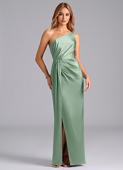 Azazie Naria Bridesmaid Dresses Agave Sheath One Shoulder Stretch Satin Dress image5