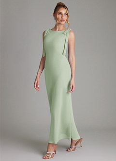 Azazie Luddie Bridesmaid Dresses Dusty Sage Mermaid Bow Chiffon Dress image1