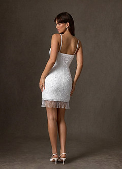 Azazie Zinca Vestidos de novia Vestido Diamante Blanco de Cuentas de Corte Recto con Escote corazón image2