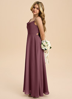 Azazie Shale Junior Sangria A-Line Bow Chiffon Dress image2