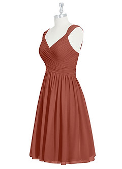 Azazie Angie Bridesmaid Dresses Auburn A-Line Corset Chiffon Dress image10