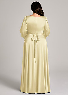 Azazie Leonia Suknie dla druhen Linia A Długi rękaw Satyna elastyczna Do ziemi Sukienka image13