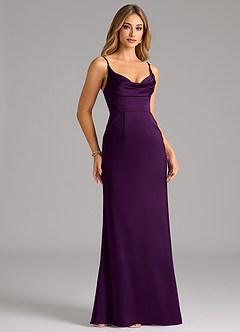 Azazie Aimee Robes de demoiselle d'honneur Robe Trapèze en Satin extensible Encolure en Forme de Cœur Grain De Raisin image3