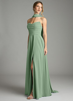 Azazie Ayla Abiti da Damigella Abito A-Line in Chiffon Scollo a Cuore Matcha image8