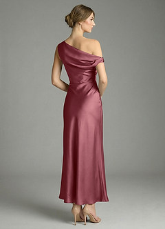 Azazie Emerson Bridesmaid Dresses Desert Rose Mermaid Off the Shoulder Stretch Satin Dress image6