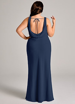 Azazie Rylina Bridesmaid Dresses Dark Navy Mermaid Pleated Chiffon Dress image11