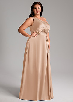 Azazie Brooke Bridesmaid Dresses English Rose A-Line One Shoulder Stretch Satin Dress image10