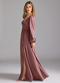 Azazie Norah Brautjungfernkleider A-Linie Stretch-Satin Kleid Vintage Mauve image4
