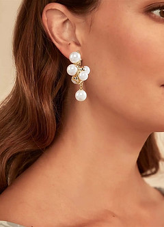 front Pearl Blossom Stud Earrings