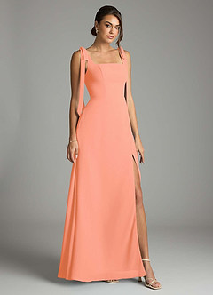 Azazie Debra Bridesmaid Dresses Sunset A-Line with Pockets Chiffon Convertible Dress image1