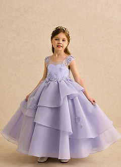 Azazie Mimie Flower Girl Dresses Lavender Ball-Gown Sweetheart Neckline Organza Dress image6