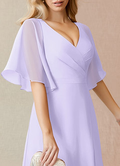 Azazie Cierra Bridesmaid Dresses Lilac A-Line V-Neck Chiffon Dress image7
