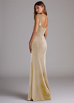 Azazie Junia Bridesmaid Dresses Champagne Sheath Off the Shoulder Velvet Convertible Dress image3