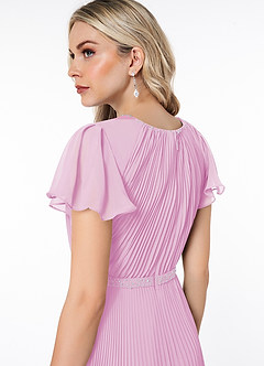 Azazie Kara vestidos de dama de honor modestos Vestido de Corte En A Plisado Hasta el suelo Gasa image6