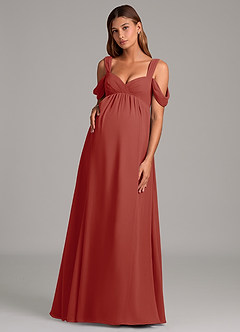Azazie Rhea Maternity Bridesmaid Dresses A-Line Pleated Chiffon Floor-Length Dress image1