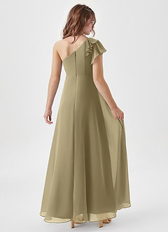 Azazie Arabella Junior Moss Green A-Line Ruched Chiffon Dress image2