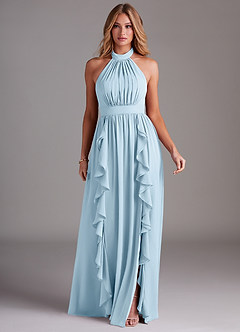 Azazie Avary Bridesmaid Dresses Sky Blue A-Line Pleated Chiffon Dress image3