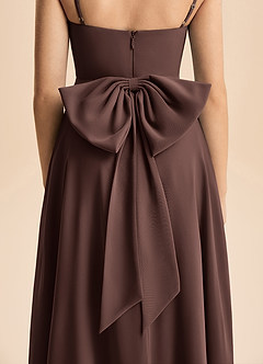 Azazie Bear Junior Vestido de Ganache de Gasa de Corte en A con Plisado image7