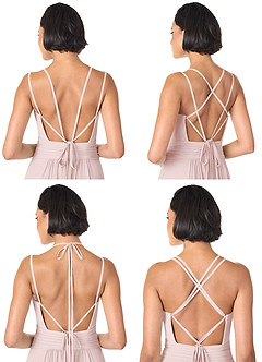 Azazie Farren Brautjungfernkleider Wandelbar A-Linie Plissee Chiffon Kleid Zartrosa image9