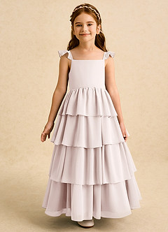 Azazie Boba vestidos de niña de las flores Vestido de Pétalo De Rosa de Gasa de Corte En A con Escote Cuadrado image5