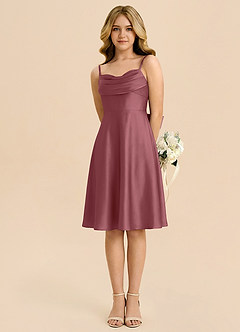 Azazie Bear Junior Desert Rose A-Line Sweetheart Neckline Stretch Satin Dress image5