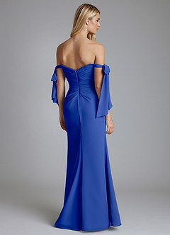 Azazie Nehemia Brudtärnklänningar Klä av Sjöjungfru i Chiffong Av axeln Kungsblå Konvertibel image6