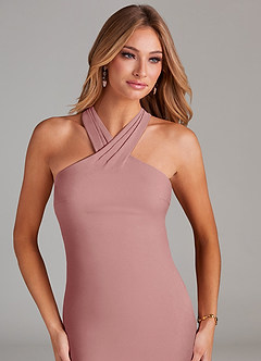 Azazie Doretta Bridesmaid Dresses Dusty Rose Mermaid Pleated Chiffon Dress image5