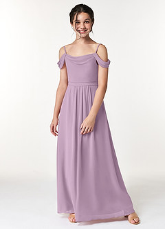 Azazie Alivia Junior Wisteria A-Line Off the Shoulder Chiffon Dress image5
