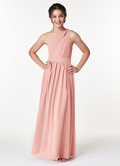 Azazie Molly Junior Amethyst A-Line Pleated Chiffon Dress image3