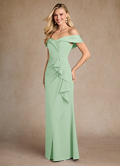 Azazie Laredo Moeder van de bruid jurken Zeemeermin Jurk van Stretch crêpe Off the Shoulder Stoffige Salie image5