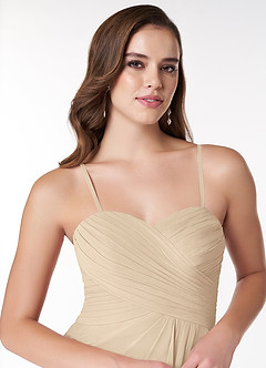 Azazie Arabella Allure Robes de demoiselle d'honneur Robe Trapèze Convertible en Mousseline de soie Encolure en Forme de Cœur Champagne image6