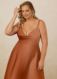 Christian Siriano Bridal for Azazie 1001 Bridesmaid Dresses Copper A-Line Sweetheart Neckline Stretch Satin Dress image16