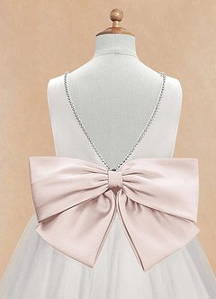 Azazie Seline Flower Girl Dresses Ivory Rose Petal A-Line Bow Tulle Dress image9