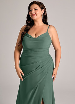 Azazie Deandra Bridesmaid Dresses Sea Moss Mermaid Pleated Chiffon Dress image11
