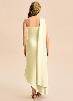 Azazie Briony Junior Etui Plissee Stretch-Satin Kleid Zitronensorbet image2