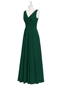Azazie Flora Bridesmaid Dresses Emerald A-Line Pleated Chiffon Dress image9