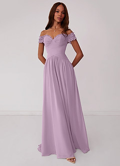 Barbie ♥ Azazie Bridesmaid Dresses Wisteria A-Line Off the Shoulder Chiffon Convertible Dress image1