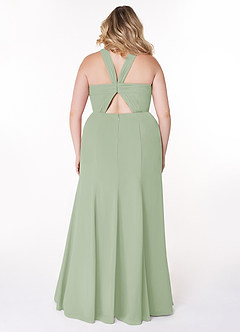 Azazie Rue Robes de demoiselle d'honneur Robe Trapèze en Mousseline de soie Dos nu Vert Sauge image8